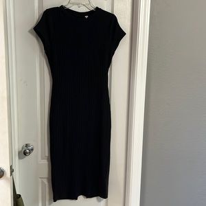 Free people open back black ribbed dress M